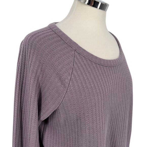 Chaser Waffleknit Long Sleeve Lavender Pullover Top With Button Cuff Size XL - Picture 4 of 11
